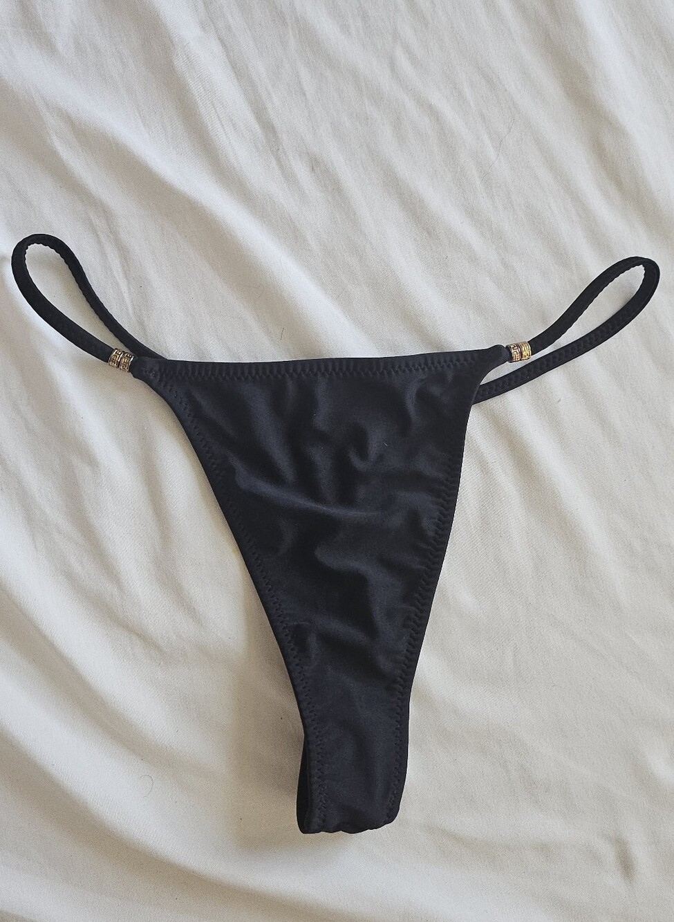 Gyaru Brand Black And Gold Beaded Thong Bikini Bottom